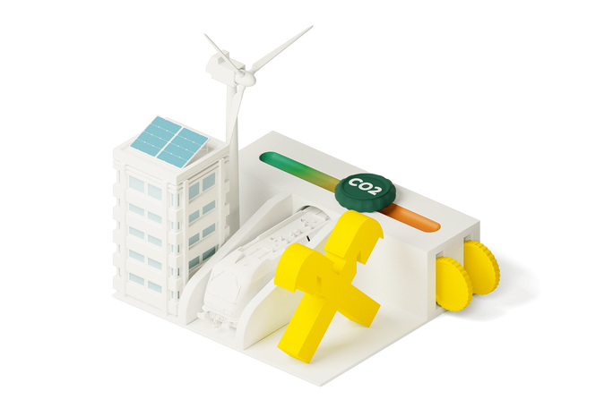 an illustration of a green city design with the Raiffeisen Giebelkreuz