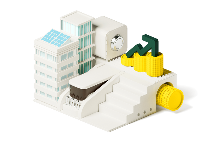 an illustration of a green city design with growing stocks