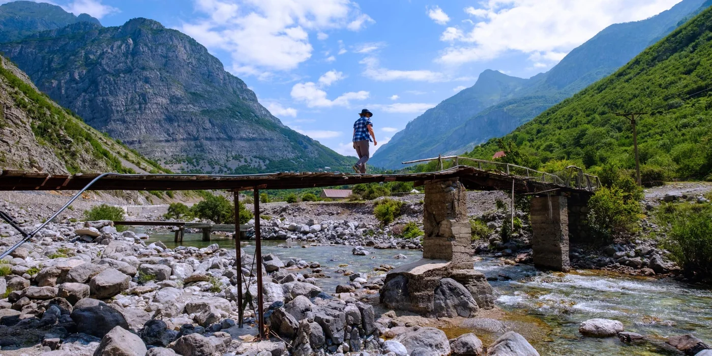Man on a bridge
