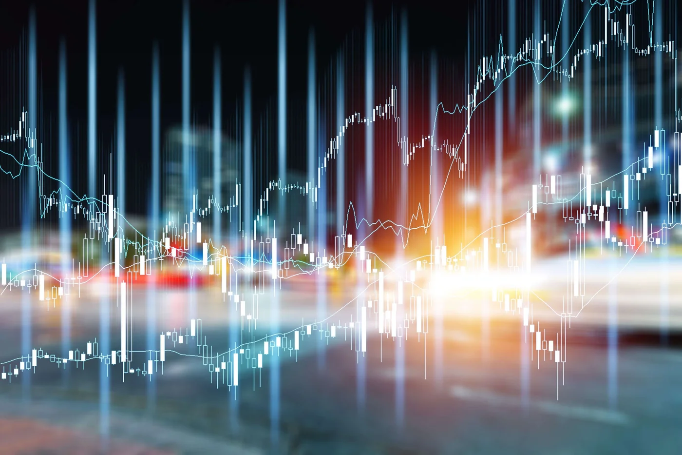 Digital stock curves visually represented
