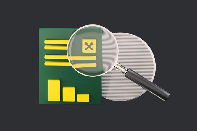Dieses Bild zeigt einen Datenbericht mit grafischen Elementen und einer Lupe, die ein Werkzeugsymbol hervorhebt und den Prozess der Datenanalyse und der Gewinnung von Erkenntnissen für fundierte Entscheidungen symbolisiert.