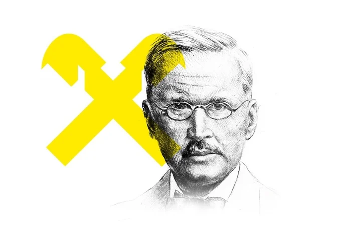 Sketch of Friedrich Wilhelm Raiffeisen with the gable cross