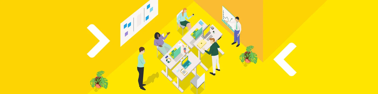 Illustration mit Raiffeisen-Branding, die Menschen beim Feiern und Genießen der Veranstaltung zeigt.