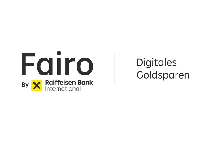 Fairo-Logo der Raiffeisen Bank International, das digitale Goldsparlösungen präsentiert.