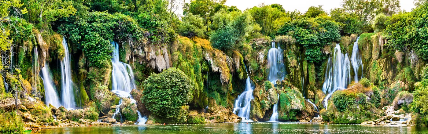 Panorama of Kravica waterfalls on the Trebizat River in Bosnia and Herzegovina - the Balkans, Europe