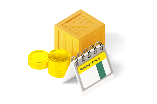 A close-up of a financial planning concept, showing a stack of yellow coins next to a calendar, emphasizing organized financial management.