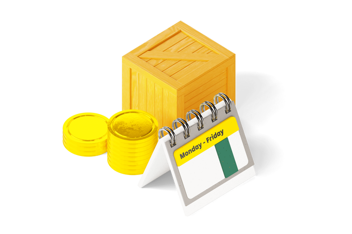 Eine Nahaufnahme eines Finanzplanungskonzepts, das einen Stapel gelber Münzen neben einem Kalender zeigt und so die organisierte Finanzverwaltung betont.