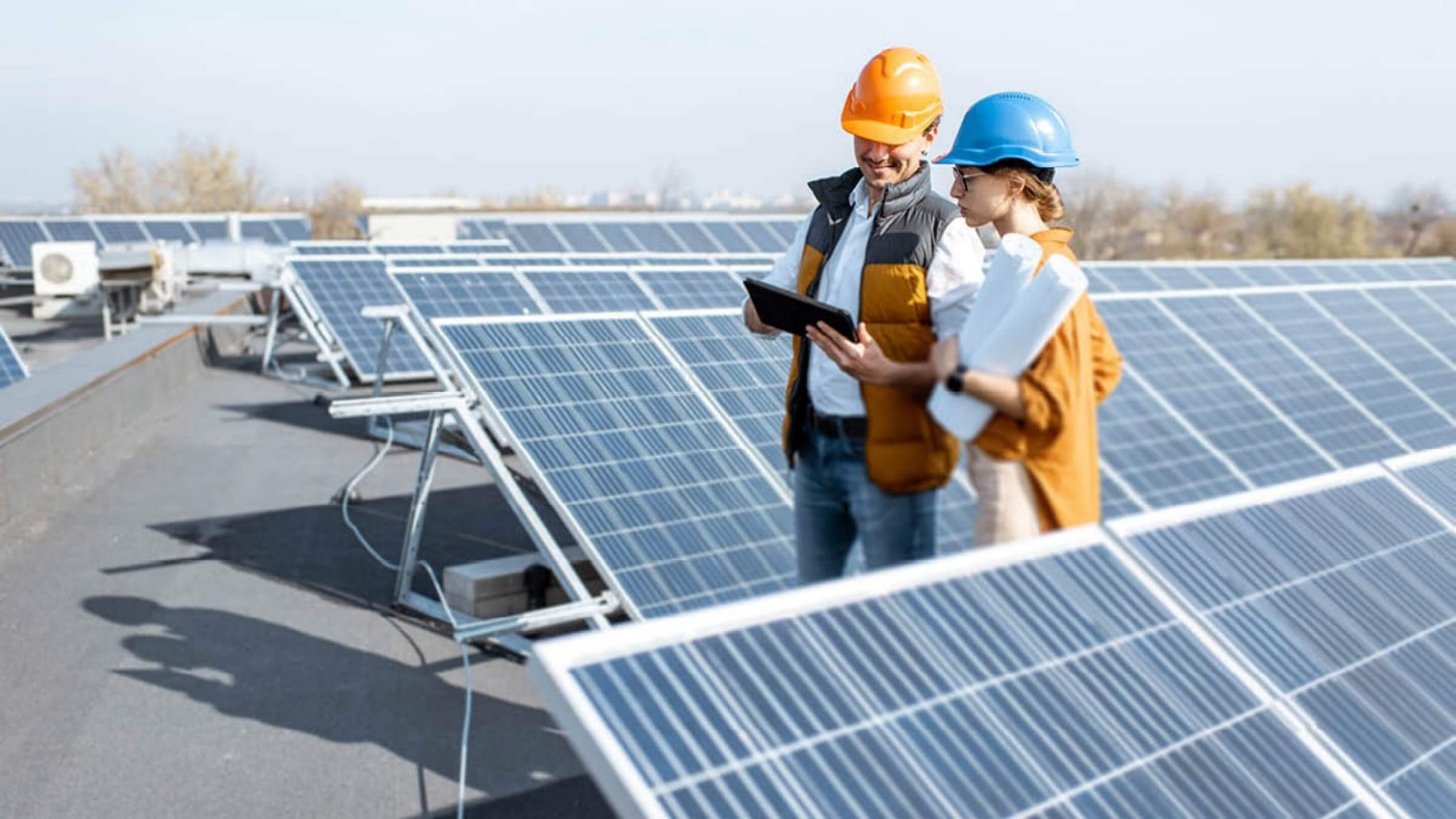 Solar Panels and 2 engineers