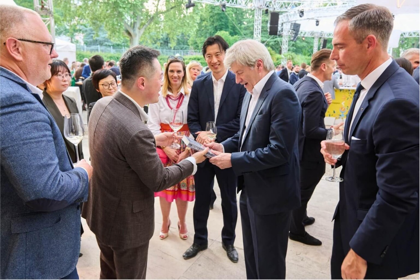 businees men gift presentation.