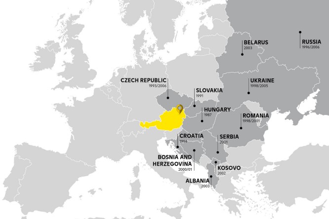 CEE Map Austria and CEE Countries