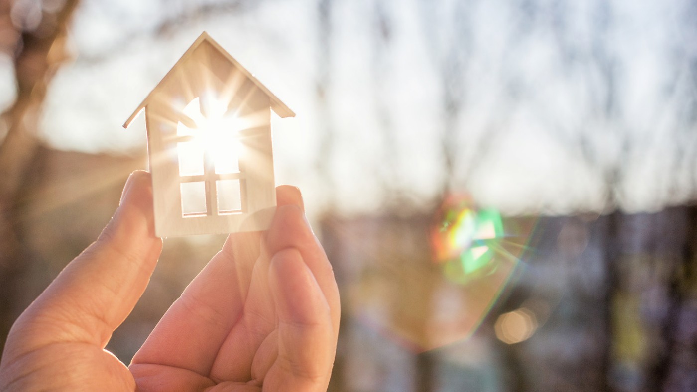 hand holding wooden house
