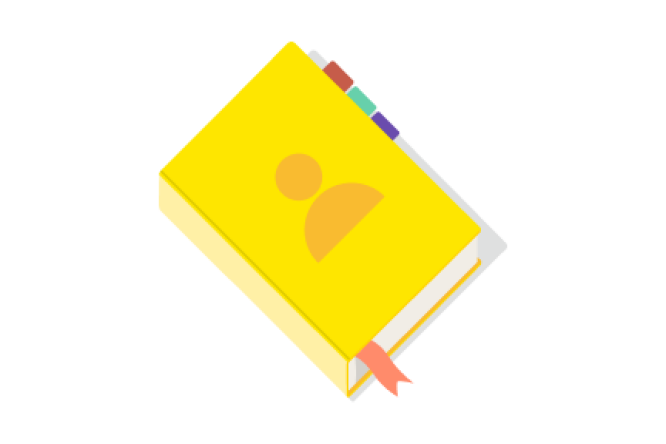 Ein leuchtend gelber Ordner mit bunten Registerkarten in Rot, Grün, Blau und Lila wird angezeigt. Der Ordner verfügt über ein kreisförmiges Symbol, das einer Person ähnelt und so für eine persönliche Note sorgt. Das Design ist minimalistisch und klar, ideal für Organisations- oder Büroumgebungen.