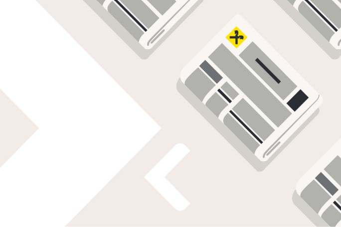 Eine kreative abstrakte Illustration mit einem sich wiederholenden Muster von Zeitungen, die Pressemitteilungen symbolisieren